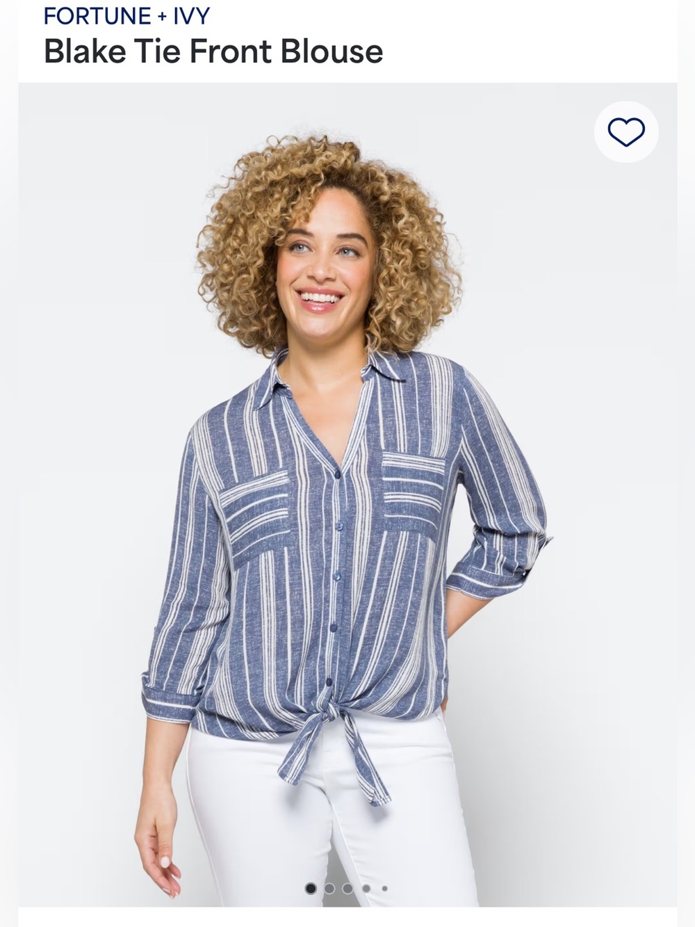 Fortune + Ivy Blake Tie Front Blouse Size XL